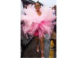 Rihanna Stuns Us With An Enormous Pink Feathered Costume