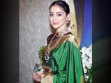 Raai Laxmi Exudes Regal Vibes With Her Emerald Green Saree And Gives Us A Winter Wedding Saree Goal