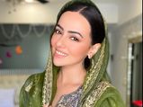 Sana Khan’s Grey Ensemble And Green Dupatta Is What You Should Bookmark For Raksha Bandhan 2020