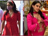 Sara Ali Khan Gives Festive Goals In Her Beautiful Pink Suit And Party Goals In Her Cute Red Dress