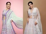 Raveena Tandon Looks Gorgeous In Her Intricately-Done White And Lavender Lehengas