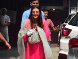 Kajal Aggarwal Flaunts A Vibrant Pink Suit As She Steps Out With Her Mother