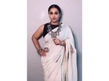 Vidya Balan Oozes Confidence In Her Latest Floral Saree Look And Silver Jewellery