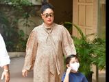 Kareena Kapoor Khan Gives Last-Minute Maternity Goal In A Printed Beige Dress As She Steps Out With Son Taimur