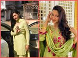 Gauahar Khan Makes Us Want To Pick Up Green Traditional Suits For The Next Festive Occasion