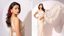 Alia Bhatt Is Divine In Ivory Saree And Vintage Red Rose Look At Gangubai Kathiawadi Promotions