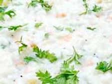 వెజిటేబుల్ కర్డ్ రైస్ విత్ మామిడి పండు కాంబినేషన్