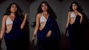 Shivathmika: గ్లామర్ షోతో రెచ్చిపోయిన శివాత్మిక, బ్లూ శారీ, వైట్ బ్రాలో..