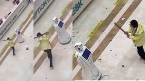 Robot Receptionist: రోబో రిసెప్షనిస్ట్‌పై దాడి, కర్రతో చితక్కొట్టిన మహిళ