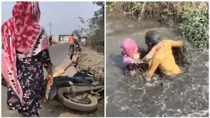  పగవాడికి కూడా ఇలాంటి పెళ్లామ్ వద్దురా దేవుడా, బురదలో భర్తను పందిని కొట్టినట్లు కొట్టింది