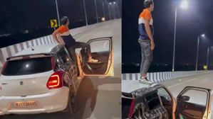 కారు నడుస్తుండగానే కారు పైకి ఎక్కిన డైవర్..! మండిపడుతున్న నెటిజెన్లు..!