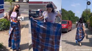 లండన్ వీధుల్లో లుంగీ యువతి.. వీడియో వైరల్..!