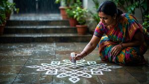 वॉटरप्रूफ कोलम: बारिश में भी नहीं धुलेगी आपकी रंगोली