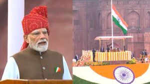 PM Modi Hoists Tricolour At Red Fort In Fiery Red Bandhej Safa, Marks 80th Independence Day