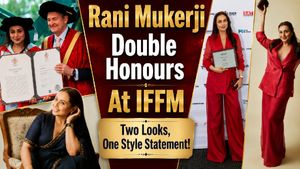 Rani Mukerji Awarded Honorary Doctorate During IFFM, Turns Heads In Sabyasachi Saree And Red Max Mara Suit 