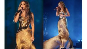 Shakira Debuts a New Gaurav Gupta Breastplate, and This Time It's Gold and Banarasi