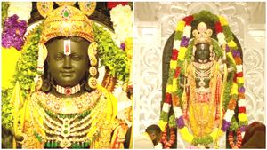 ಅಯೋಧ್ಯೆಯಲ್ಲಿ ಮೊಳಗಿದ ರಾಮನಾಮ...!! ಮುಗುಳು ನಗುತ್ತಾ ದರ್ಶನ ಕೊಟ್ಟ ಬಾಲರಾಮ..!