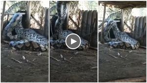 ಕೊಟ್ಟಿಗೆಯಲ್ಲಿ ಸಿಕ್ಕಿಬಿತ್ತು ಮೈ ನಡುಗಿಸುವಷ್ಟು ದೈತ್ಯಾಕಾರದ ಹೆಬ್ಬಾವು...!