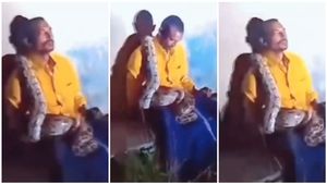 ಕಂಠಪೂರ್ತಿ ಕುಡಿದವನ ಕುತ್ತಿಗೆಗೆ ಸುತ್ತಿದ ಹೆಬ್ಬಾವು..! ವಿಡಿಯೋ ವೈರಲ್