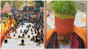 ಮಹಾ ಕುಂಭಮೇಳ 2025: ತಲೆ ಮೇಲೆ ಗೋಧಿ, ರಾಗಿ ಬೆಳೆದ ಬಾಬಾ