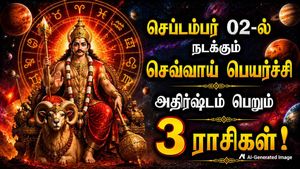 செப்டம்பர் 02-ல் நடக்கும் செவ்வாய் பெயர்ச்சி: இந்த 3 ராசிக்காரர்களுக்கு பணமும், வெற்றியும் குவியப்போகுது!