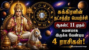 சுக்கிரனின் நட்சத்திர பெயர்ச்சி: நாளை முதல் இந்த 4 ராசிக்காரங்க கொஞ்சம் கவனமா இருக்கணும்!