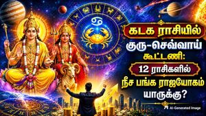 கடக ராசியில் குரு-செவ்வாய் கூட்டணி: 12 ராசிகளில் நீச பங்க ராஜயோகம் யாருக்கு? - ஜோதிடர் கணிப்புகள்!