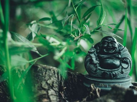 ৪. লাফিং বুদ্ধার হাতে ব্যাগ: