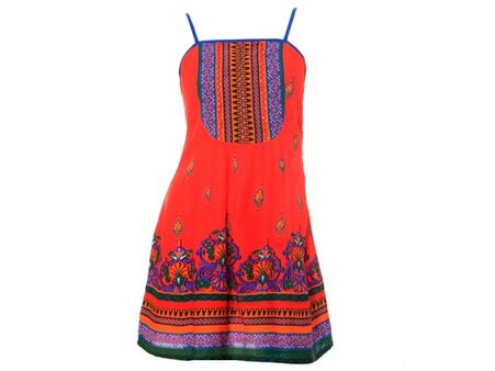 Red And Blue Noodle Strap Kurti