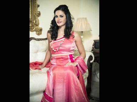 The off-shoulder Anarkali Churidar