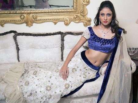 White and blue lehenga