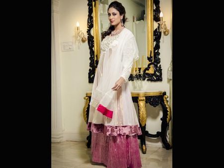White n pink gharara