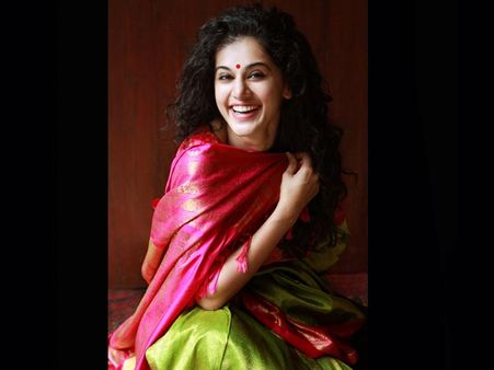 Pink And Green Saree