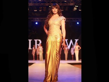 Golden saree style gown