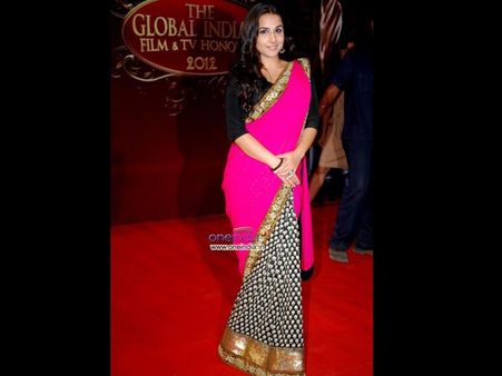 Pink and black saree