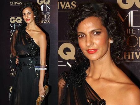 Beaded Orange Toga Gown