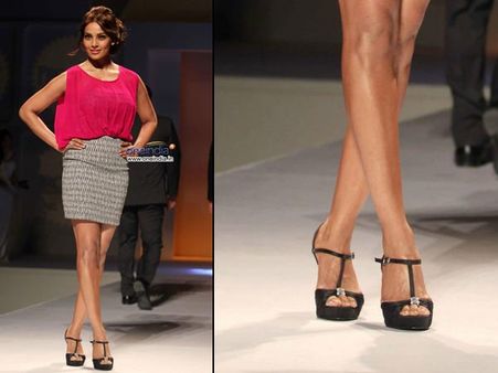 Bipasha's Patent Black Peep Toes