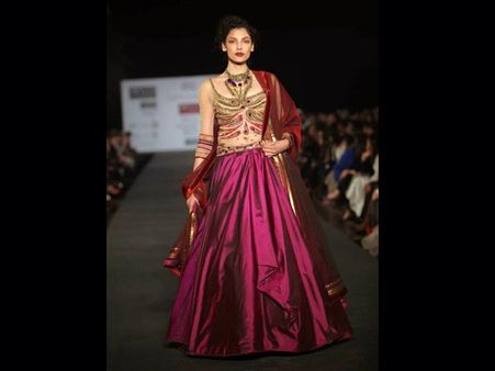 Magenta silk lehenga