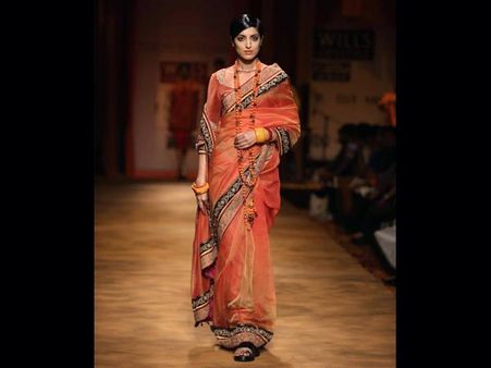 Orange and black saree