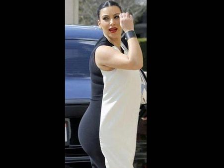 In monochrome black and white dress