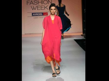  Neon pink and orange dress