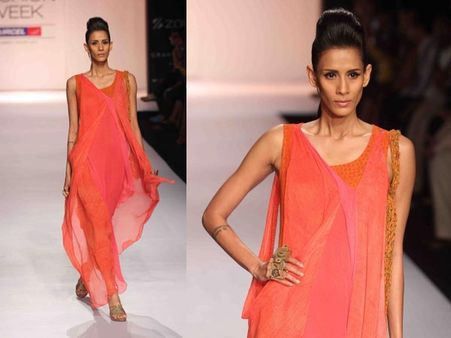 Multi-coloured flowy gown