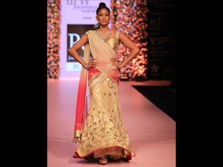 Golden and pink lehenga