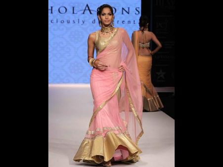 Baby pink and golden lehenga