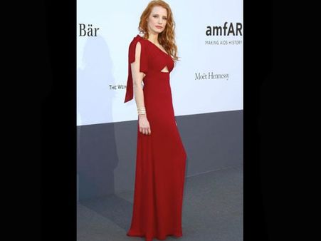 Jessica Chastain In Red Saint Laurent