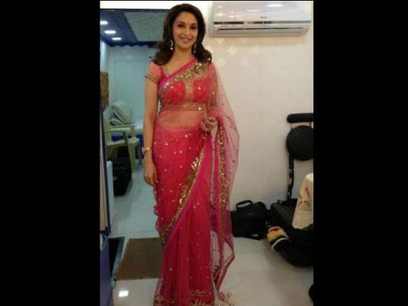 Pink Net Saree