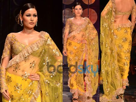 Yellow Frilled Saree