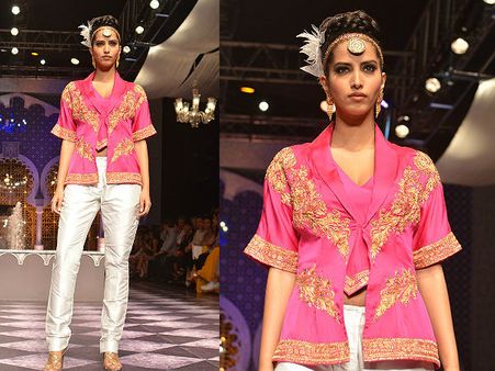 Pink Top With White Trouser Pink Top With White Trouser