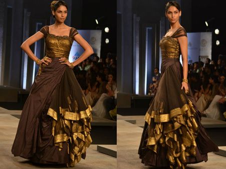 Black n Gold Pleated Gown