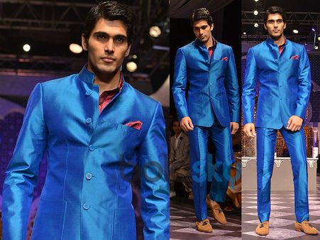 Glossy Sky Blue Suit